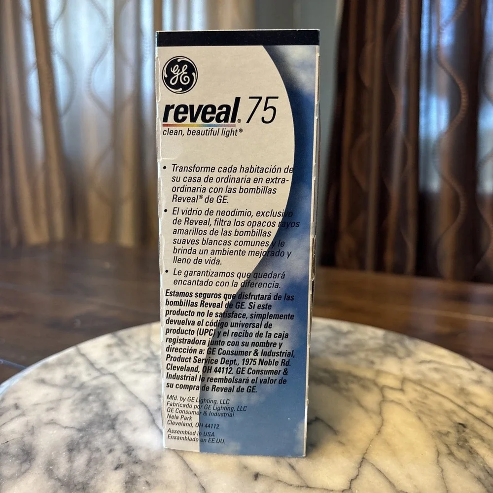 GE Reveal 75 Watt Light Bulbs Pack Of 4 Bulbs New In Box